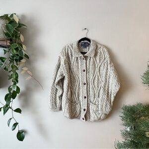 Vintage Skye England 100% wool cable knit cardigan sweater L